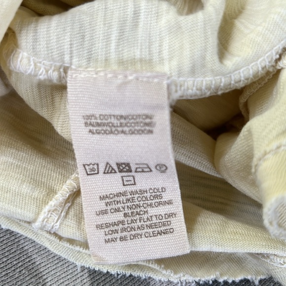 Beautiful Free People eyelet embroidery pale yellow L/S tee top Henley S / M ❤️ - Picture 12 of 12